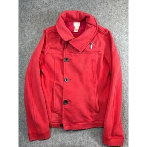 Diesel Pea Coat Jacket Mens Small Red Button Up Cropped Cotton Blend Classic